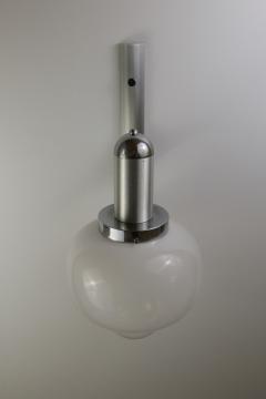 Gaetano Sciolari Italian Space Age Chromed Wall Milk Murano Glass Lamp by Gaetano Sciolari 1960s - 3095437