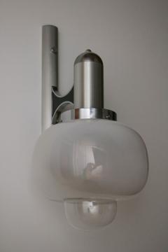 Gaetano Sciolari Italian Space Age Chromed Wall Milk Murano Glass Lamp by Gaetano Sciolari 1960s - 3095440