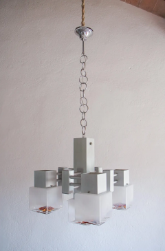 Gaetano Sciolari Italian Space Age Cubic Chandelier by Gaetano Sciolari for Mazzega 1970s - 2601787