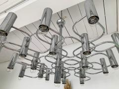 Gaetano Sciolari Large Chandelier Chrome Metal by Sciolari Belgium 1970s - 1121117