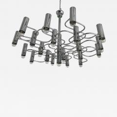 Gaetano Sciolari Large Chandelier Chrome Metal by Sciolari Belgium 1970s - 1123057