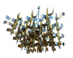 Gaetano Sciolari Large Mid Century Modern Italian Chrome Brass Chandelier by Gaetano Sciolari - 4374960