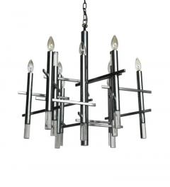 Gaetano Sciolari Large Mid Century Modern Italian Chrome Lucite Chandelier by Gaetano Sciolari - 3663057