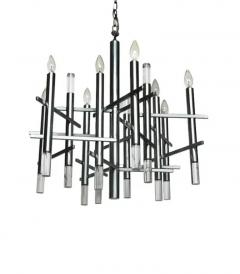 Gaetano Sciolari Large Mid Century Modern Italian Chrome Lucite Chandelier by Gaetano Sciolari - 3663074