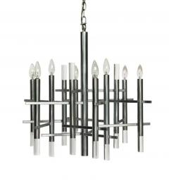 Gaetano Sciolari Large Mid Century Modern Italian Chrome Lucite Chandelier by Gaetano Sciolari - 3663129