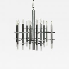 Gaetano Sciolari Large Mid Century Modern Italian Chrome Lucite Chandelier by Gaetano Sciolari - 3663610