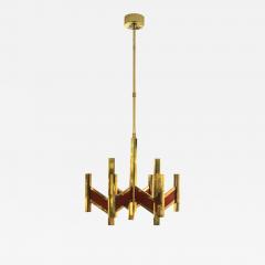 Gaetano Sciolari MID CENTURY RED AND GOLD CHANDELIER BY GAETANO SCIOLARI - 1776031