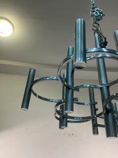 Gaetano Sciolari MODERNIST CHROME TUBULAR SPIRAL CHANDELIER BY GAETANO SCIOLARI - 3334719