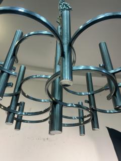 Gaetano Sciolari MODERNIST CHROME TUBULAR SPIRAL CHANDELIER BY GAETANO SCIOLARI - 3334721