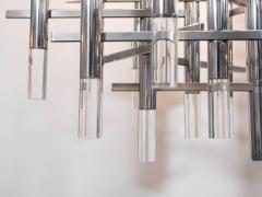 Gaetano Sciolari Mid Century Chrome and Lucite Segment Chandelier by Gaetano Sciolari - 1460986