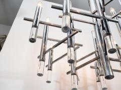 Gaetano Sciolari Mid Century Chrome and Lucite Segment Chandelier by Gaetano Sciolari - 1460993