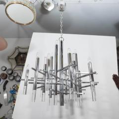 Gaetano Sciolari Mid Century Chrome and Lucite Segment Chandelier by Gaetano Sciolari - 1460995