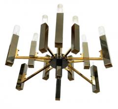 Gaetano Sciolari Mid Century Italian Modern Chandelier by Sciolari in Gun Metal Chrome Brass - 3330857