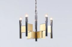 Gaetano Sciolari Mid Century Modern Chrome Brass Chandelier by Gaetano Sciolari - 2674390