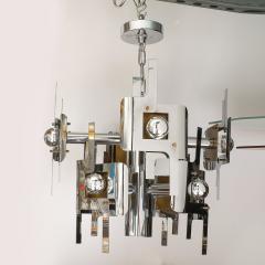 Gaetano Sciolari Mid Century Modernist Eight Arm Chrome Brass Chandelier by Gaetano Sciolari - 3553671