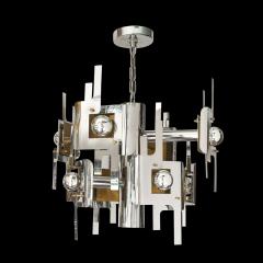 Gaetano Sciolari Mid Century Modernist Eight Arm Chrome Brass Chandelier by Gaetano Sciolari - 3553673