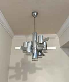 Gaetano Sciolari Modernist 7 Light Ceiling Fixture by Sciolari in Steel Glass - 3783653