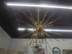 Gaetano Sciolari Monumental Pair of Italian Modern Hammered Brass Sputnik Chandeliers - 3650582