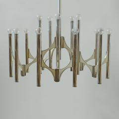 Gaetano Sciolari Monumental Silver Plated Brass Chandelier by Gaetano Sciolari Italy 1960s - 3536986