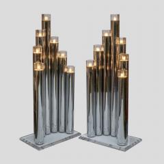 Gaetano Sciolari Pair Of Gaetano Sciolari Design Steel Tubes Lamps - 3627402