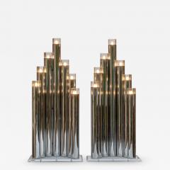 Gaetano Sciolari Pair Of Gaetano Sciolari Design Steel Tubes Lamps - 3629712