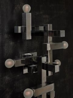 Gaetano Sciolari Pair of Cubist Chromed Gaetano Sciolari Wall Sconce - 2907375