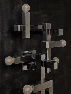 Gaetano Sciolari Pair of Cubist Chromed Gaetano Sciolari Wall Sconce - 4743320