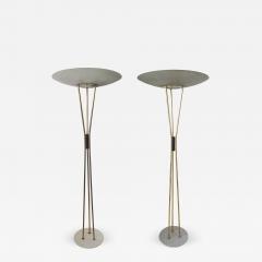 Gaetano Sciolari Pair of Floor Lamps in Glass Brass and Marble - 531869