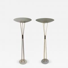 Gaetano Sciolari Pair of Floor Lamps in Glass Brass and Marble - 531869