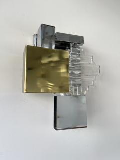 Gaetano Sciolari Pair of Metal Brass Glass Sconces by Sciolari for Stilkronen Germany 1970s - 2013826