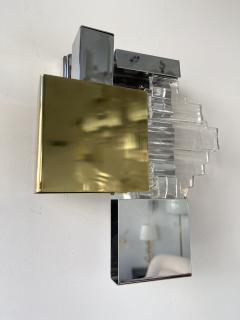 Gaetano Sciolari Pair of Metal Brass Glass Sconces by Sciolari for Stilkronen Germany 1970s - 2013827