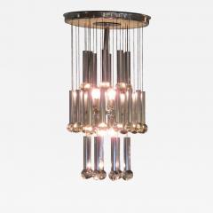 Gaetano Sciolari Pair of Scolari Italian Modern Polished Chrome Chandeliers - 4167666