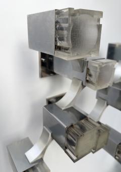 Gaetano Sciolari Pair of Sconces Cubic Metal Chrome and Lucite by Sciolari Italy 1970s - 4413781