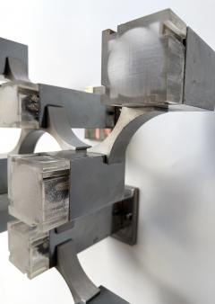 Gaetano Sciolari Pair of Sconces Cubic Metal Chrome and Lucite by Sciolari Italy 1970s - 4413782
