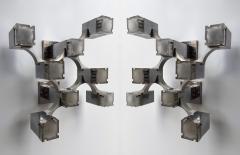 Gaetano Sciolari Pair of Sconces Cubic Metal Chrome and Lucite by Sciolari Italy 1970s - 4413789