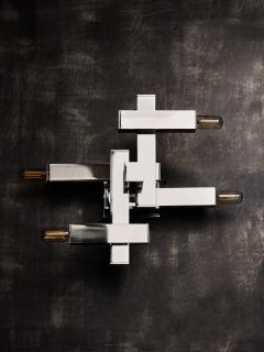 Gaetano Sciolari Pair of Small Cubic Chrome Wall Sconces by Gaetano Sciolari - 4693574