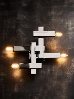 Gaetano Sciolari Pair of Small Cubic Chrome Wall Sconces by Gaetano Sciolari - 4693575