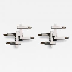 Gaetano Sciolari Pair of Small Cubic Chrome Wall Sconces by Gaetano Sciolari - 4713826