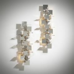 Gaetano Sciolari Pair of sculptural cubic wall lights - 2500270