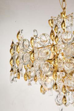 Gaetano Sciolari Sciolari Crystal Disc Pendant Chandelier with Glass and Brass Gold Twists - 3411833