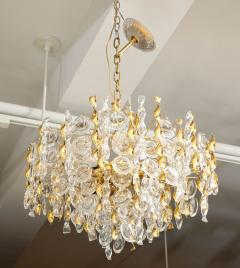 Gaetano Sciolari Sciolari Crystal Disc Pendant Chandelier with Glass and Brass Gold Twists - 3411835