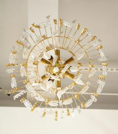 Gaetano Sciolari Sciolari Crystal Disc Pendant Chandelier with Glass and Brass Gold Twists - 3411837