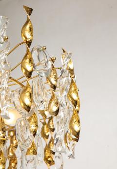 Gaetano Sciolari Sciolari Crystal Disc Pendant Chandelier with Glass and Brass Gold Twists - 3411839