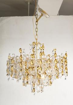 Gaetano Sciolari Sciolari Crystal Disc Pendant Chandelier with Glass and Brass Gold Twists - 3411841