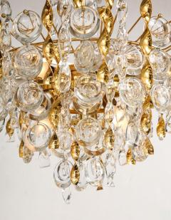 Gaetano Sciolari Sciolari Crystal Disc Pendant Chandelier with Glass and Brass Gold Twists - 3411842