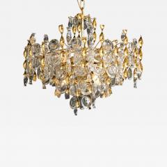 Gaetano Sciolari Sciolari Crystal Disc Pendant Chandelier with Glass and Brass Gold Twists - 3412619