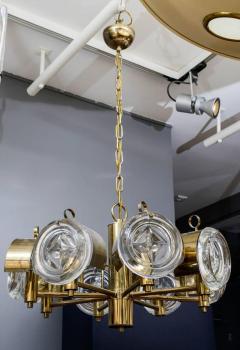 Gaetano Sciolari Small Brass and Glass Lenses Sciolari Chandelier - 877842