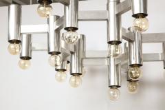 Gaetano Sciolari Stainless Steel Alveolus Chandelier by Sciolari Italy c 1970s - 2057786