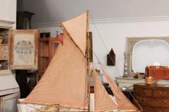 Gaff Cutter English 1920s Four Sail Pond Yacht on Stand with Solid Hull - 3602100