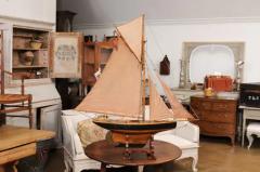 Gaff Cutter English 1920s Four Sail Pond Yacht on Stand with Solid Hull - 3602102